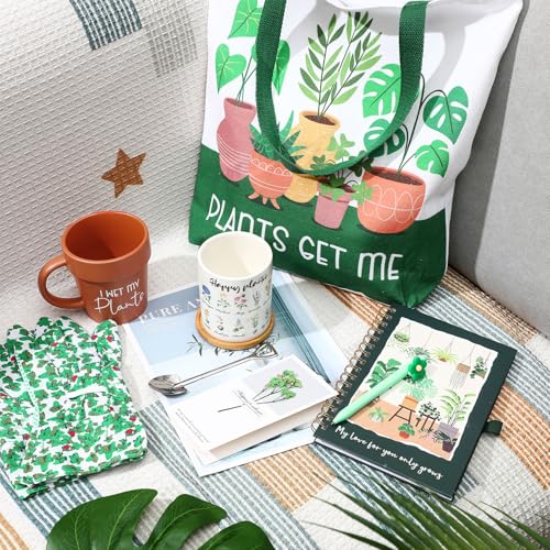Plant Lover Mother's Day Gift for Women, Plant Gift Box with Mug, Tote Bag, Journal, Pot, Card, Gloves, and Pen I179