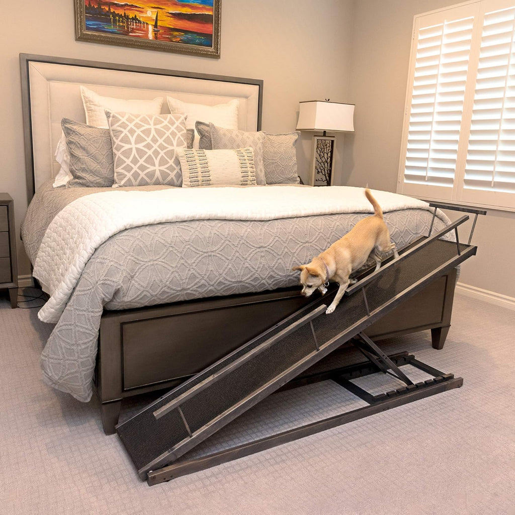DoggoRamps Bed Ramp for Small Dogs, Adjustable up to 37", Solid Hardwood L3375