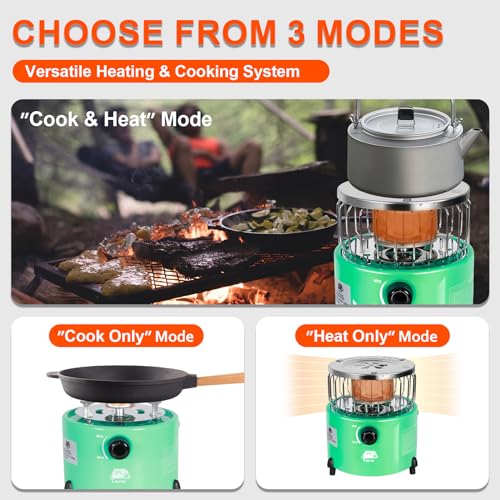 Caynel 2 in 1 Portable Propane Heater and Stove for Outdoor Camping, Orange Z83517