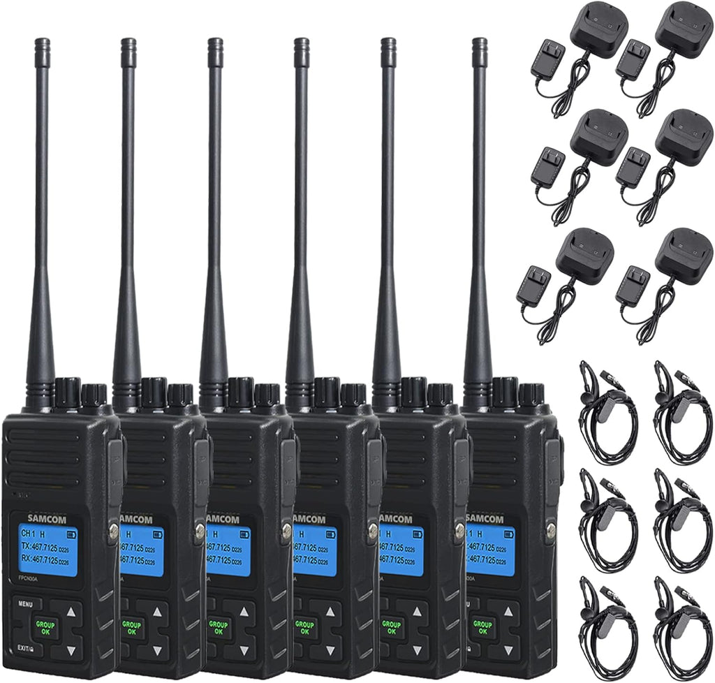 SAMCOM Two Way Radio 5 Watt Rechargeable Walkie Talkies for Adults (Black 6 Pcs) Z6967