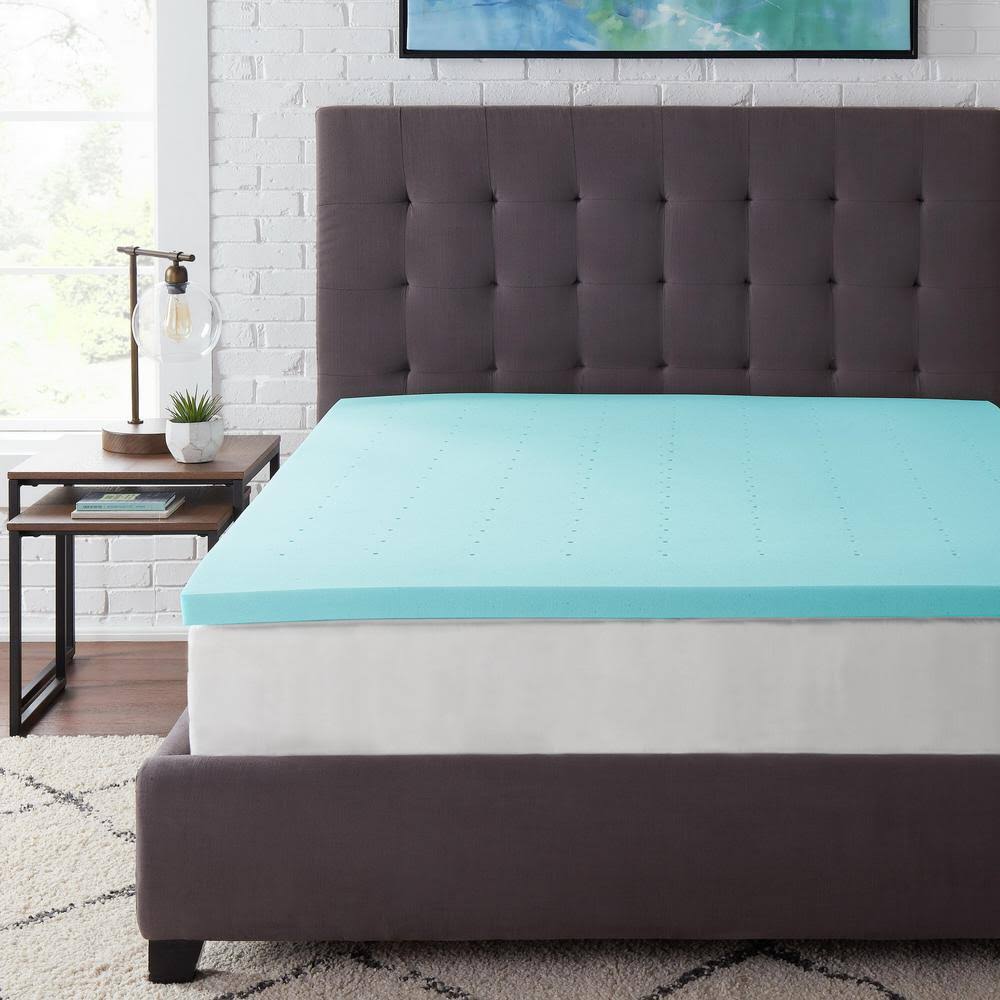 StyleWell Gel Plush No Pocket Gel Memory Foam California King Mattress Topper, Blue