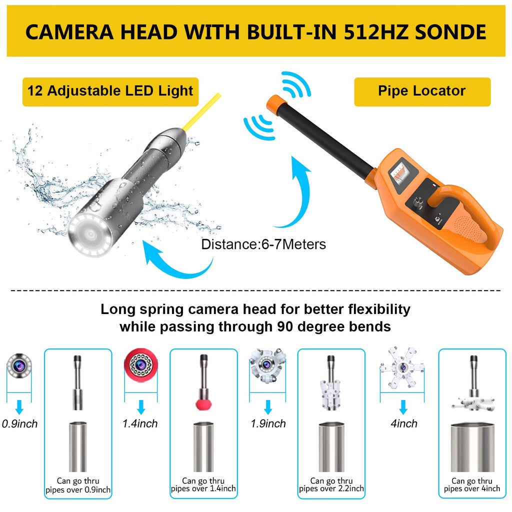 Anysun 100ft Sewer Camera with Locator, 7" LCD Monitor, IP68 Waterproof Z99821
