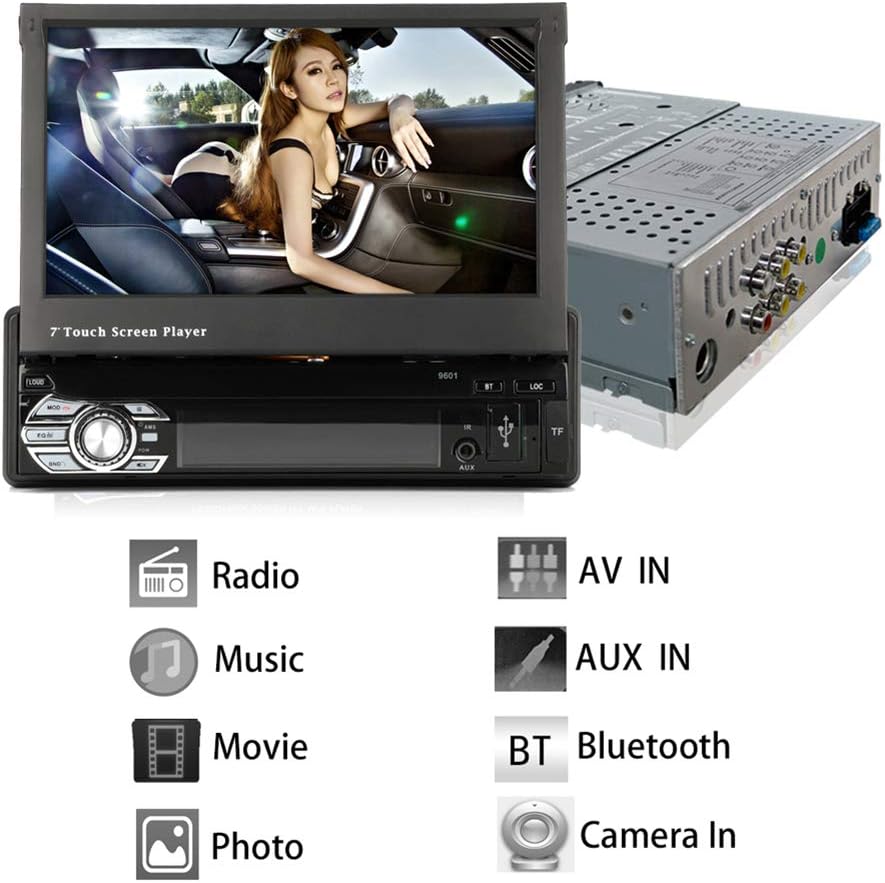 CarThree 7 Inch Single Din Car Stereo Touch Screen with Bluetooth and Backup Camera Support U39352