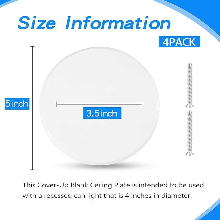 4 Pack 5 Inch Metal Ceiling Cover Plate with Screws O221557