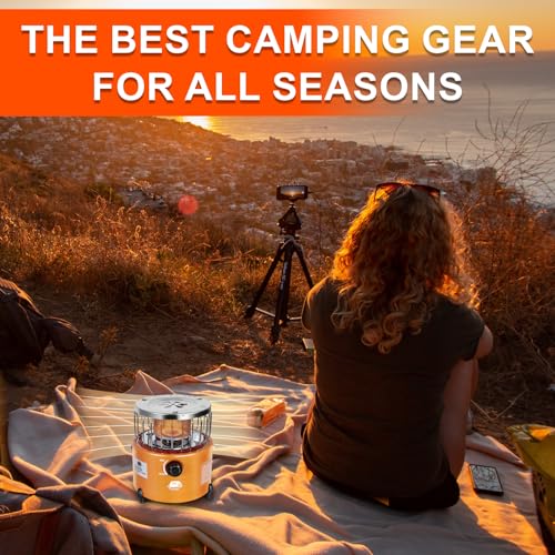 Caynel 2 in 1 Portable Propane Heater and Stove for Outdoor Camping, Orange Z83517