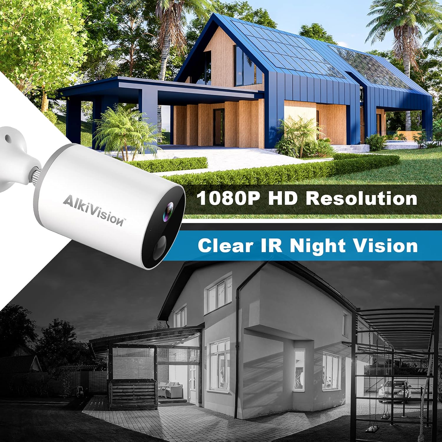 Wireless Outdoor Security Camera 1080p Battery Powered WiFi Surveillance V498327