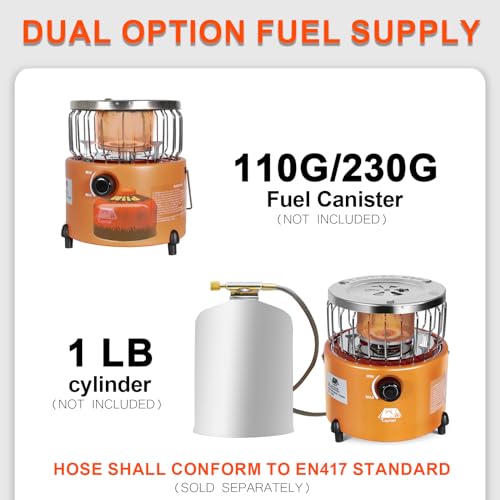 Caynel 2 in 1 Portable Propane Heater and Stove for Outdoor Camping, Orange Z83517