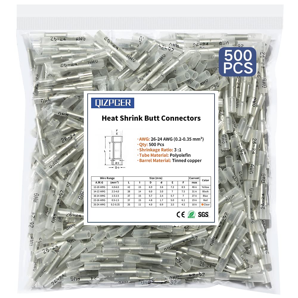 1000 Pcs Blue Heat Shrink Butt Connectors 16-14 AWG Waterproof Wire Splice P98993