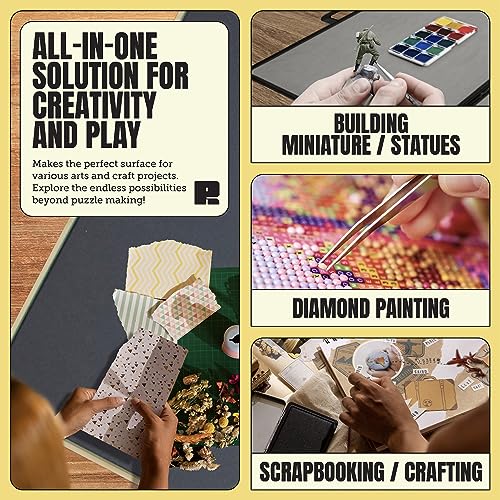 Puzzle Board with Drawers & Cover for 1000 Pieces, Wooden Jigsaw Table with Lazy Susan Spinning Cover X435