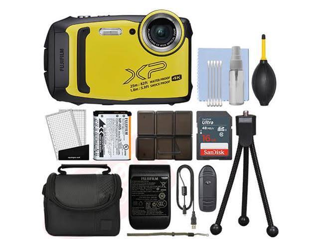 Fujifilm FinePix XP140 16.4MP 4K Digital Camera Yellow + 16GB Kit