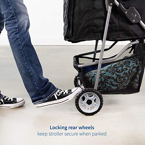 VIVO Black 3 Wheel Foldable Pet Stroller for Cat and Dog H9764
