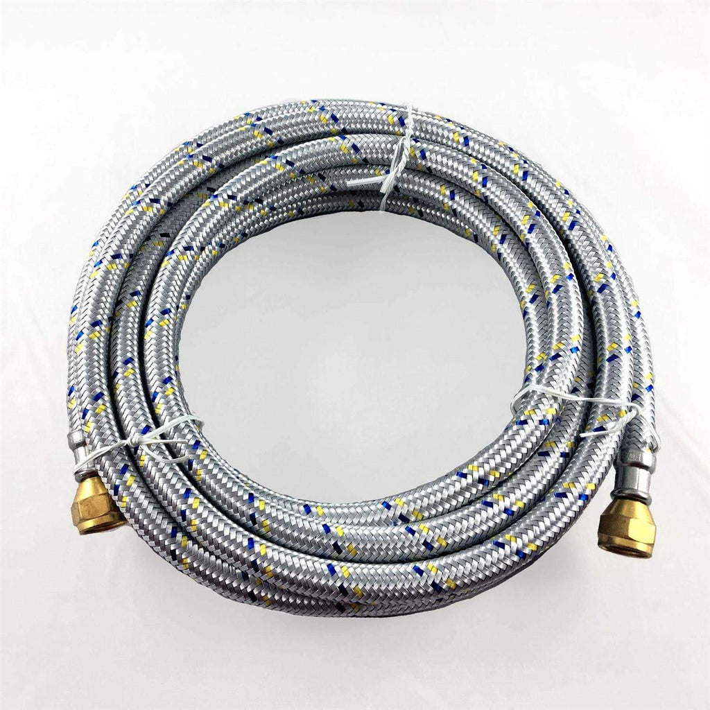 16' Flexible Stainless Steel Braided Hose for Natural /Propane Gas 3/8 Brassnut Female Flare Both End - Shop Hardware Tools Online Store