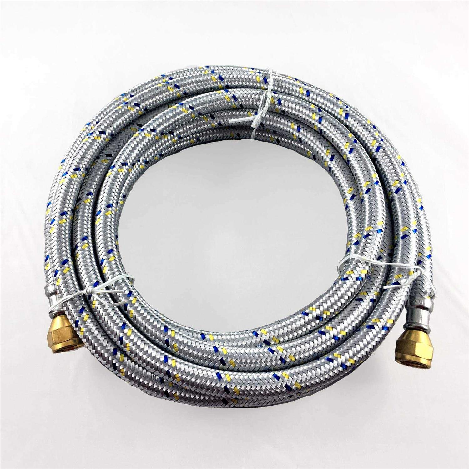 16' Flexible Stainless Steel Braided Hose for Natural /Propane Gas 3/8 Brassnut Female Flare Both End - Shop Hardware Tools Online Store