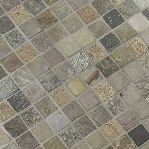 M S International Mixed Color 12 in. x 12 in. Tumbled Slate Mosaic Tile B144700
