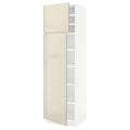 IKEA - SEKTION High Cabinet with shelves/2 Doors, white/Voxtorp High-Gloss Light Beige, 24x24x80 09358660
