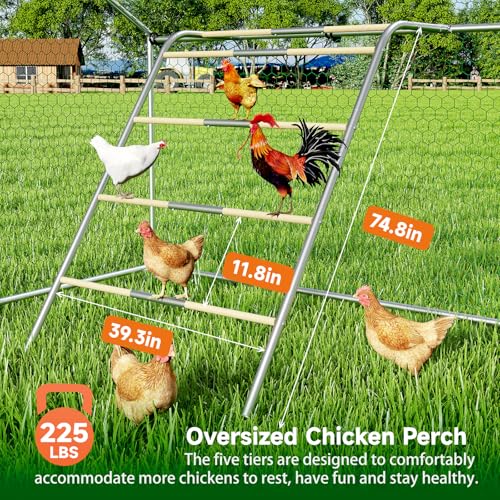 Large Metal Chicken Coop Walk-in Poultry Cage with Waterproof Cover D237341