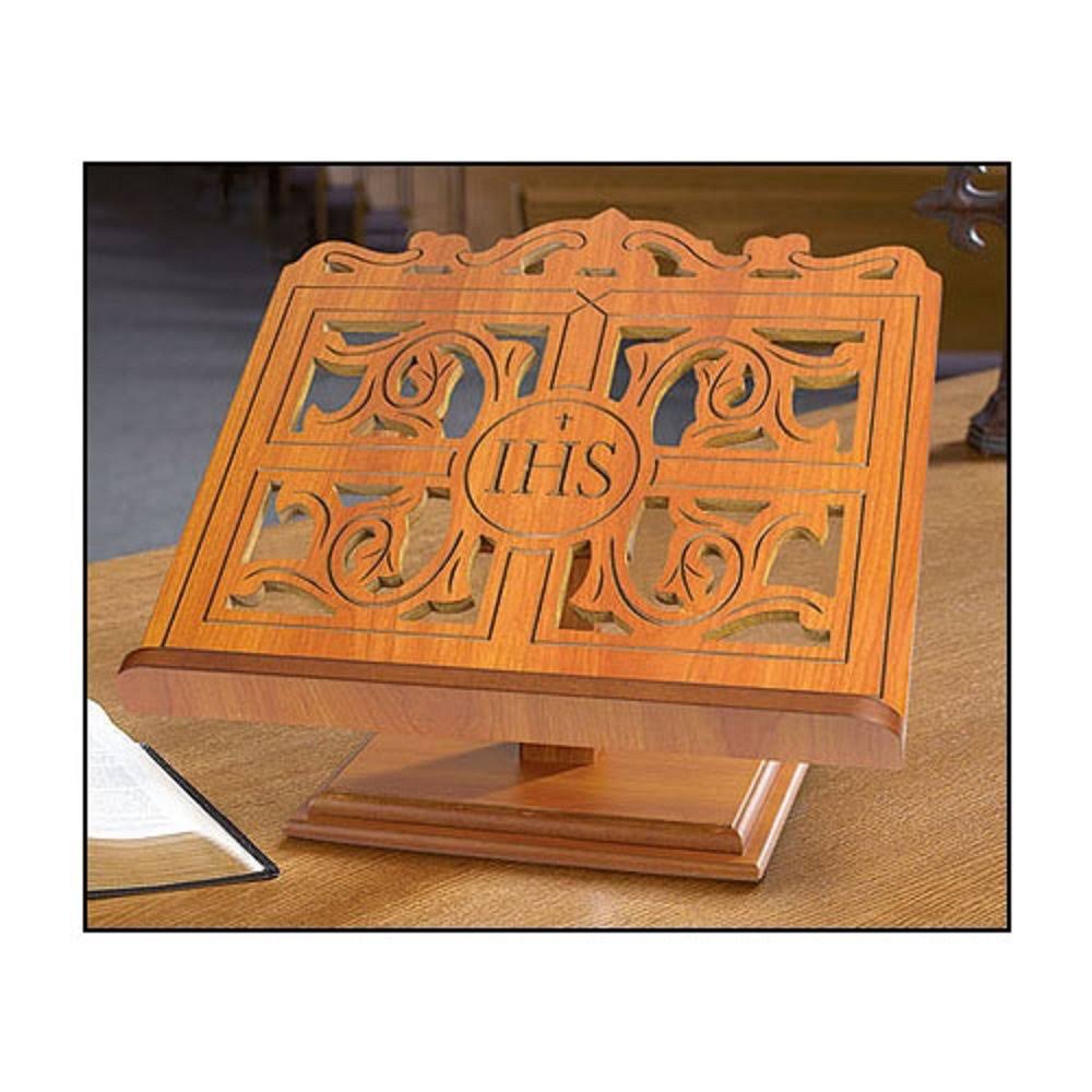 IHS Carved Wood Bible Stand G433