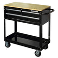 Husky 36 in. 3-Drawer Rolling Tool Cabinet Cart with Wood Top Black HOUC3603B1QWK
