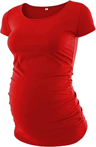 Pack of 3 Maternity Shirts for Women Cute Funny Graphic Ruched Sides Tops J532