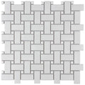 Merola Tile Metro Basketweave Matte White with Glossy White Dot 11-3/4 in. x 11-3/4 in. Porcelain Mosaic Tile (9.79 Sq. ft./Case