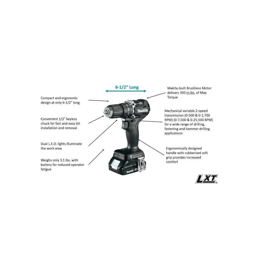 Makita XFD15ZB 18V LXT Brushless Cordless 1/2 Driver-Drill K534