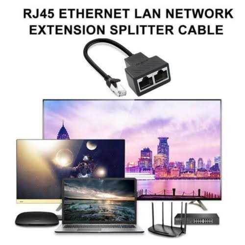Znoogrn RJ45 Ethernet Splitter 1 Male to 2 Female Network Adapter Q587