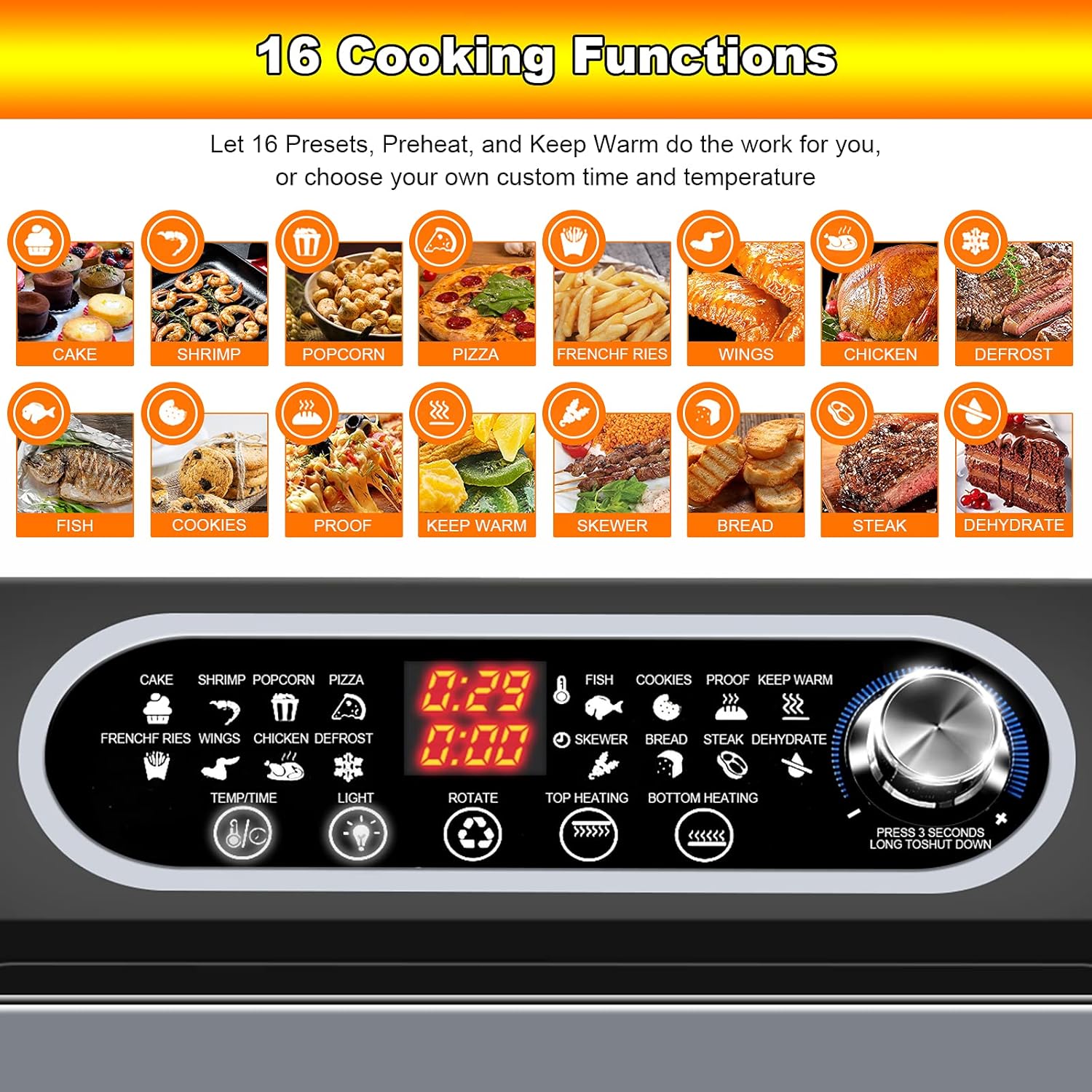 Air Fryer Toaster Oven Combo, 15.8qt, 16-in-1, 1500W, Stainless Steel J6022