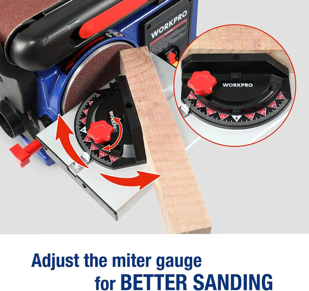 WORKPRO Belt Disc Sander, 4 x 36 in. Belt & 6 in. Disc, Cast Iron Base A41660