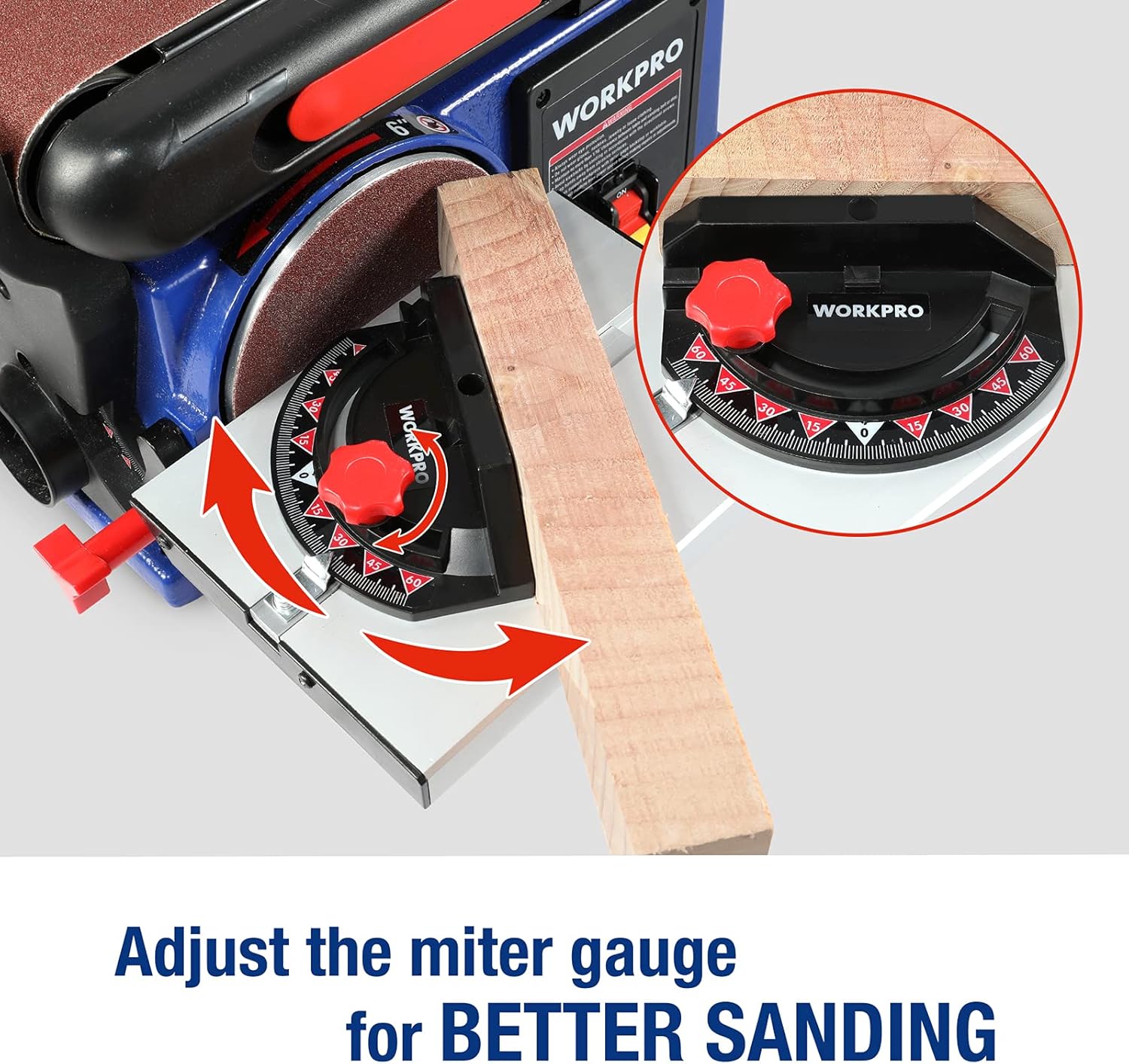 WORKPRO Belt Disc Sander, 4 x 36 in. Belt & 6 in. Disc, Cast Iron Base A41660