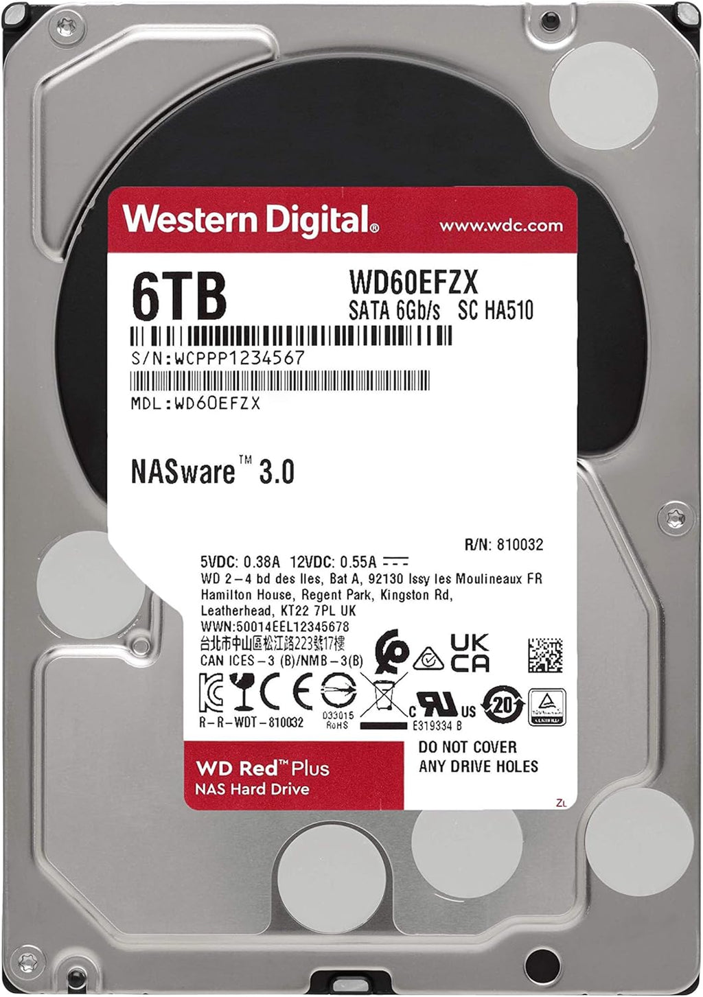 WD 2TB WD Red Plus NAS Internal Hard Drive HDD 5400 RPM SATA 6 Gb/s CMR 128 MB Cache 3.5 K7277