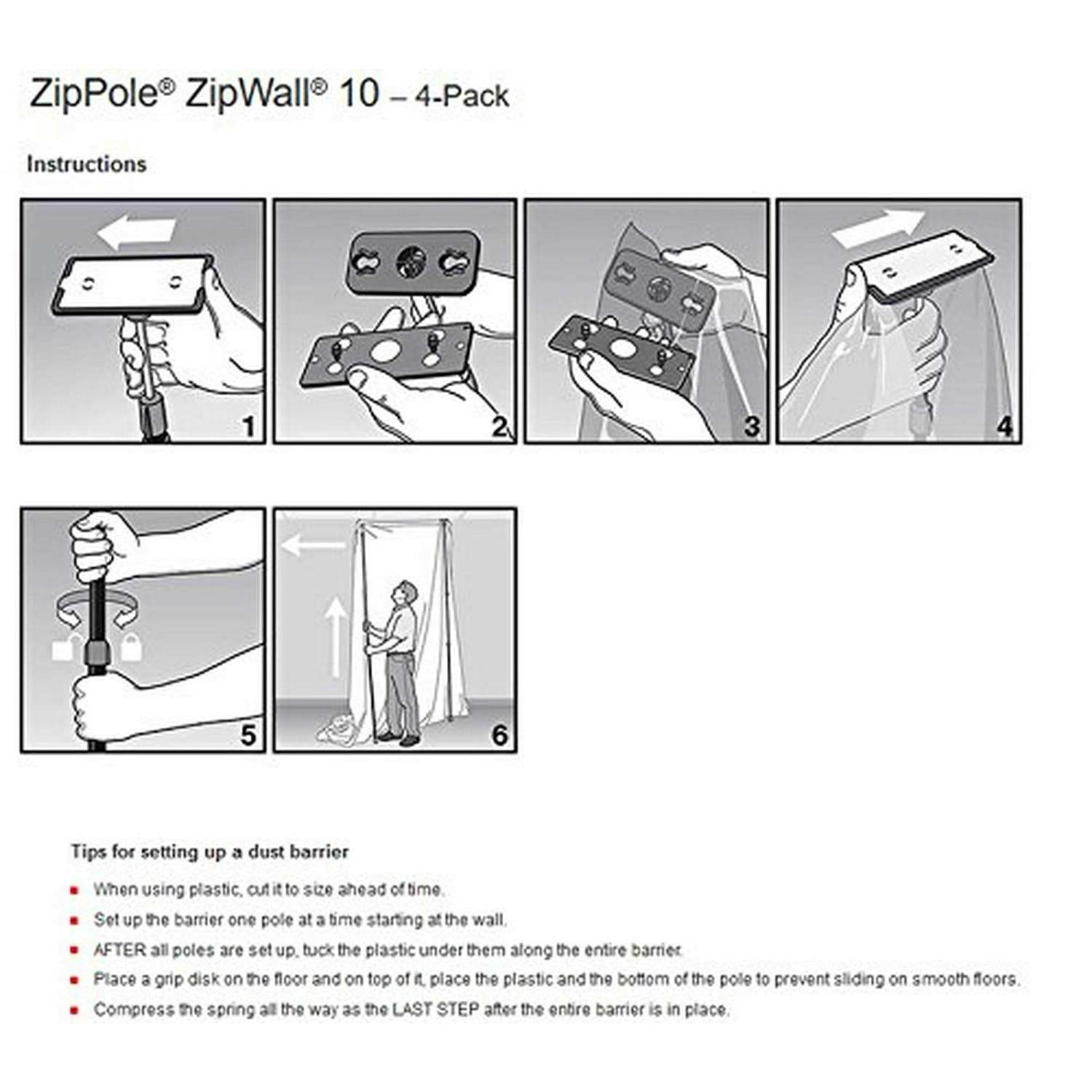 Zipwall ZipPole ZP4 Dust Barrier Pole I8388