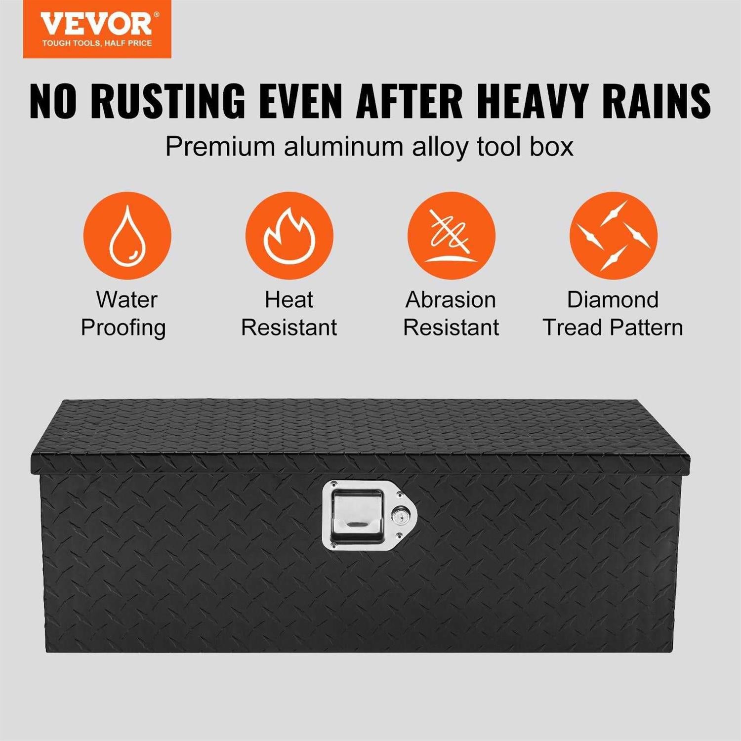 VEVOR Heavy Duty Aluminum Truck Bed Tool Box with Side Handle and Lock Keys W752130