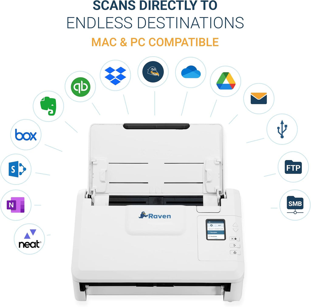 Raven Select Document Scanner for Windows PC and Mac, Duplex, ADF, USB E889