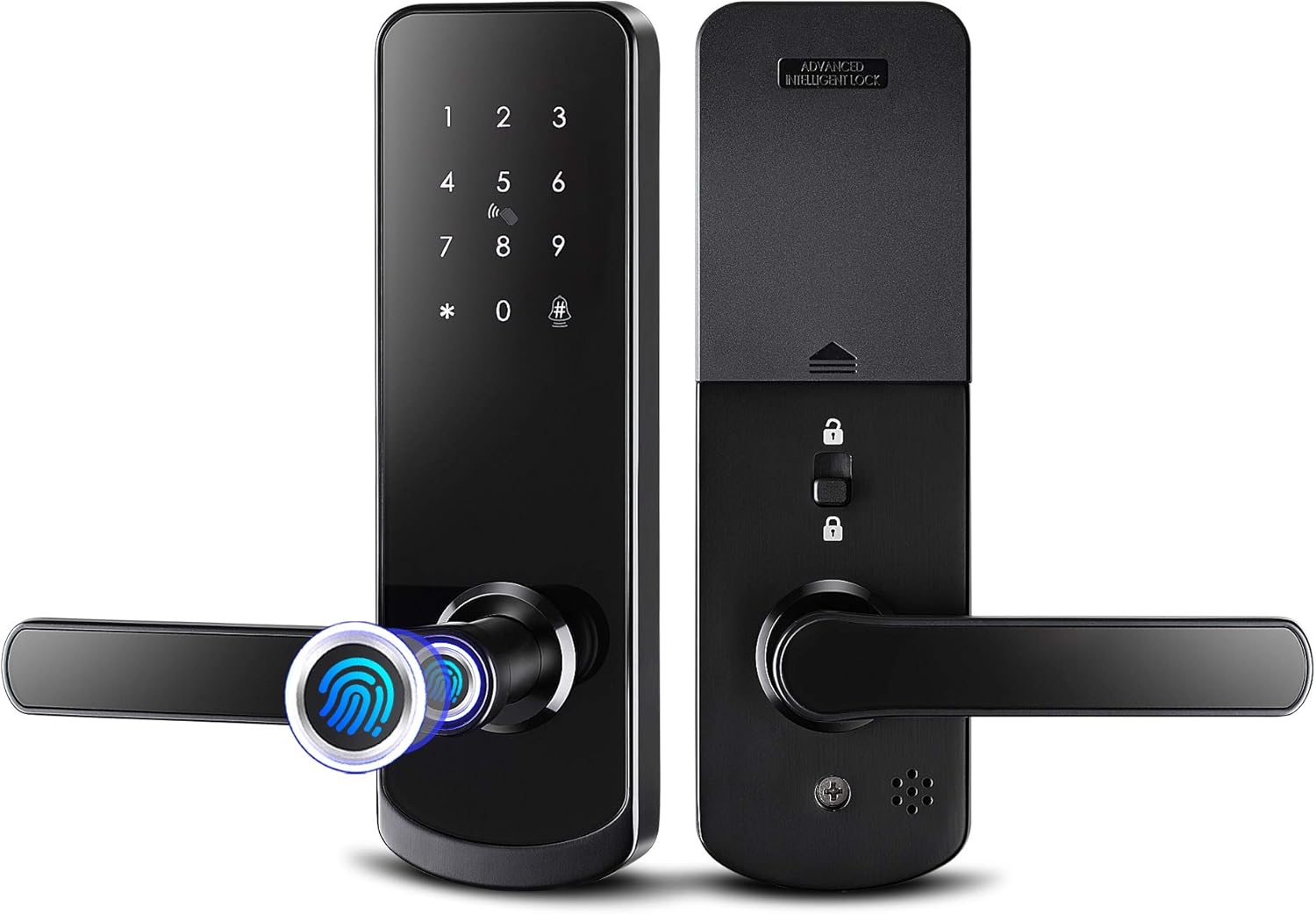 Smart Lock,Smart Lock Front Door with Handle Keyless Door Lock with Keypad,Smart Door Lock TT Lock App digital Wifi Remote Conter Card Key Fingerprint Door Lock for Office Home Airbnb(YRHAND NX1 Plus)