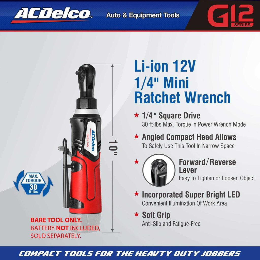 ACDelco ARW1207T G12 Series 12V Cordless 1/4 inch Ratchet Wrench C9724