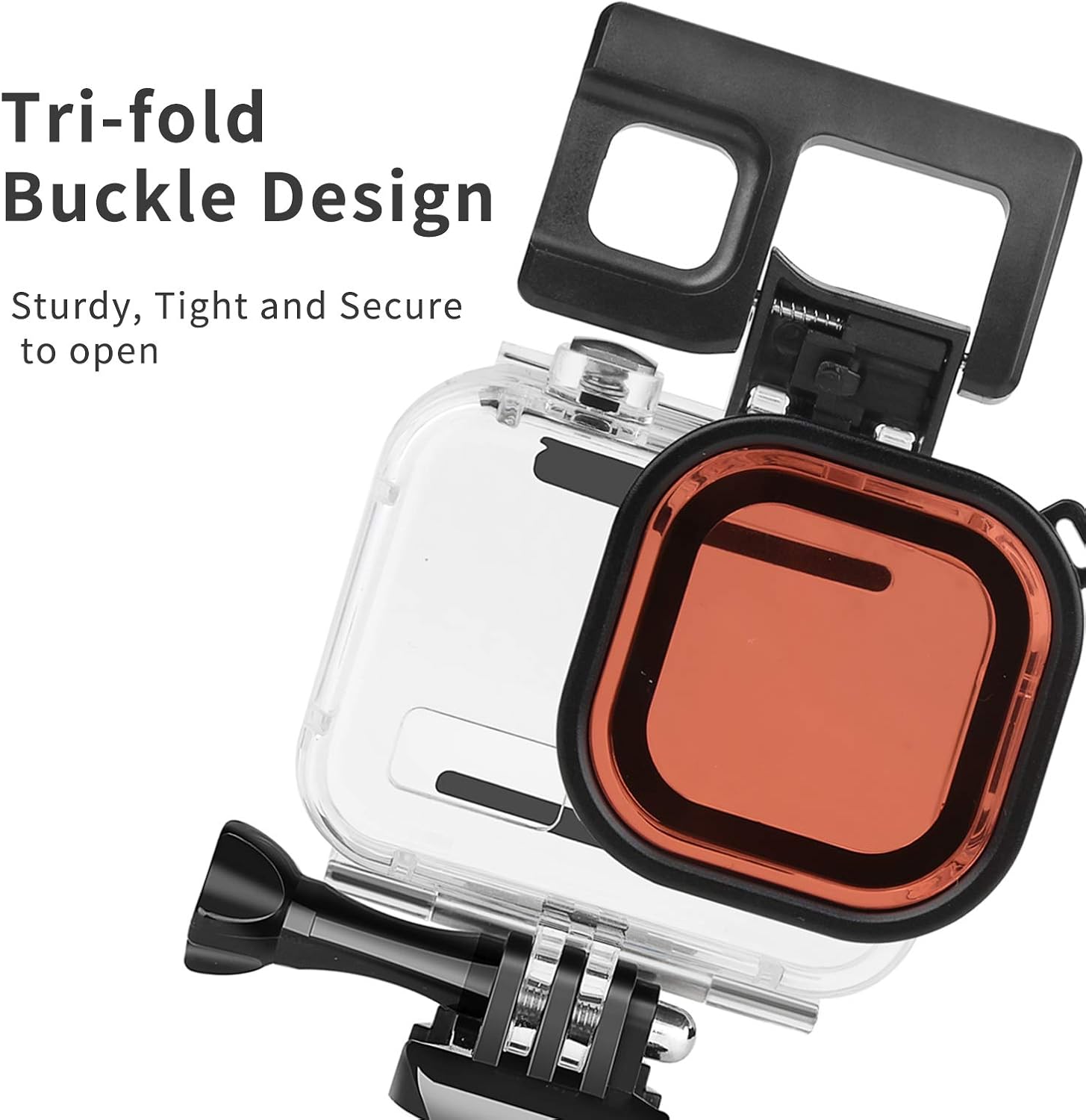 D&F Dual Handles Dome Port for GoPro Hero 8 Black, 45m Waterproof Housing M9459