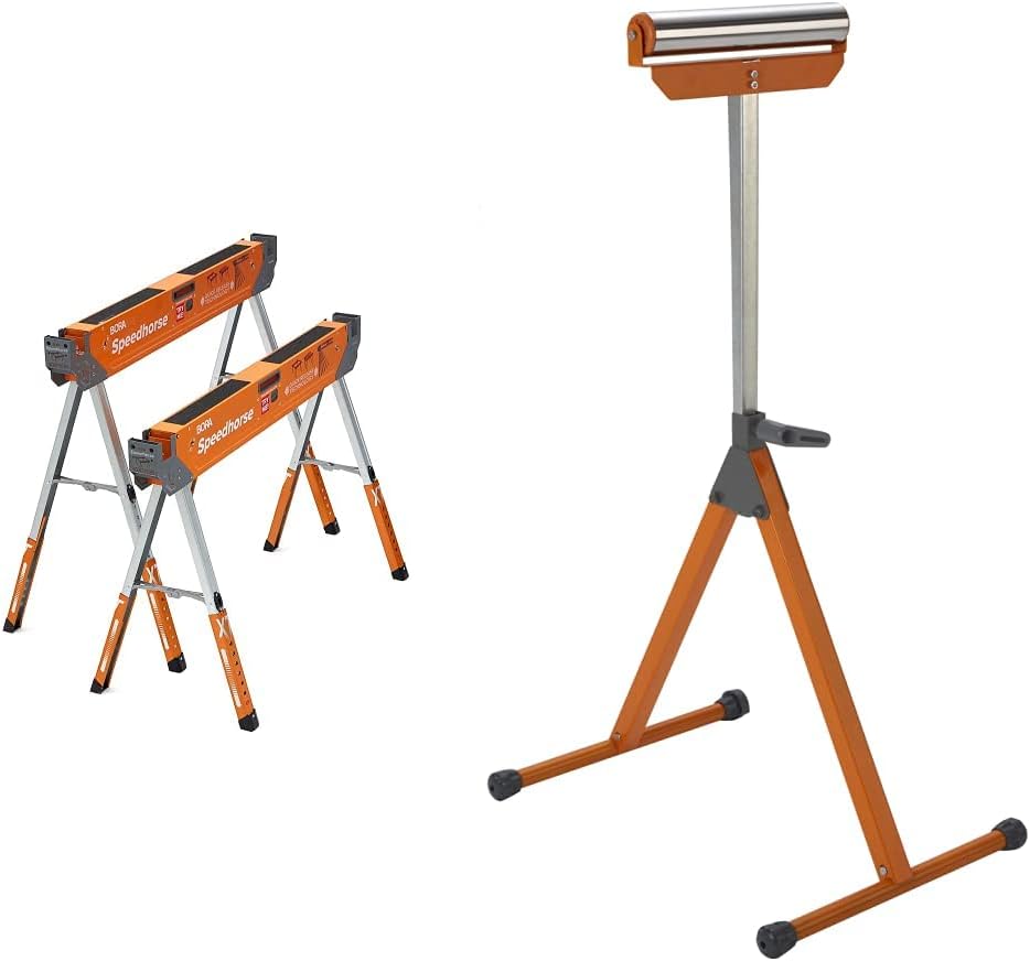 Bora Portamate Speedhorse XT Adjustable Height Sawhorse Pair, 30-36 inch, Metal Top, Heavy Duty B4271
