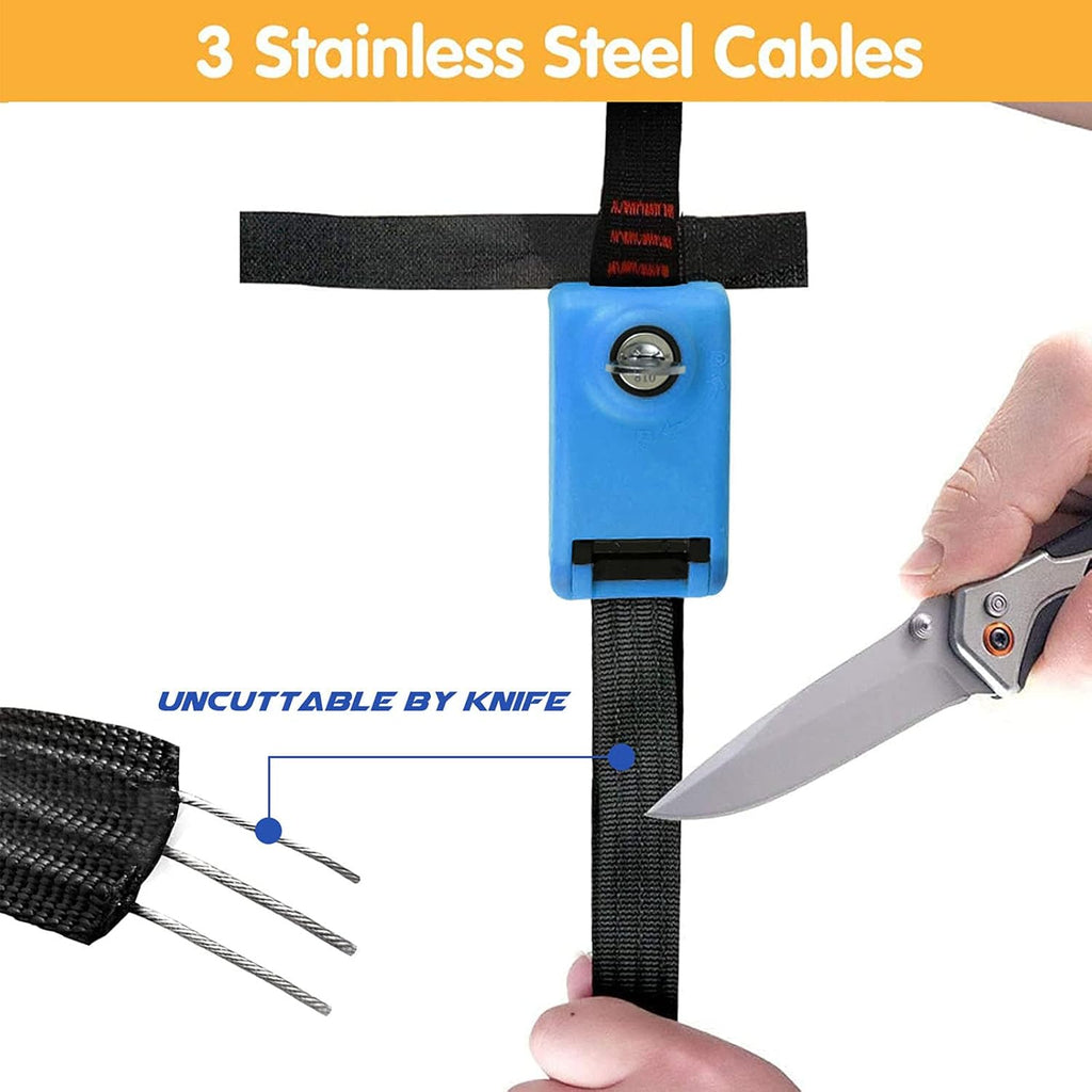 Kingdely 15ft Lockable Tie Down Strap with Stainless Steel Cables, 2 Pack (Orange) X5567