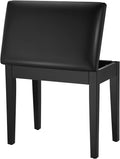 Donner Piano Bench with Storage, Solid Wood Keyboard Bench Piano Bookcase Stool Chair Seat with High-Density Sponges Pad, Black