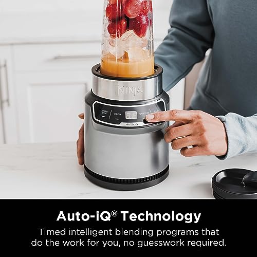 Ninja BN401 Nutri Pro Compact Personal Blender, 1100-Peak-Watts, with 2 To-Go Cups, Cloud Silver I18264