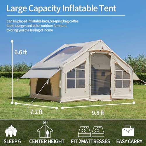 Inflatable Tent with Pump for 4-6 Person Camping, Waterproof Instant Setup E80331