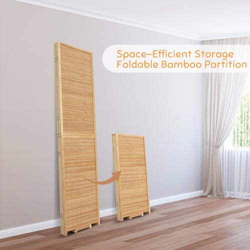 Bamboo Room Divider Folding Privacy Screen 4 Panel Brown R433280