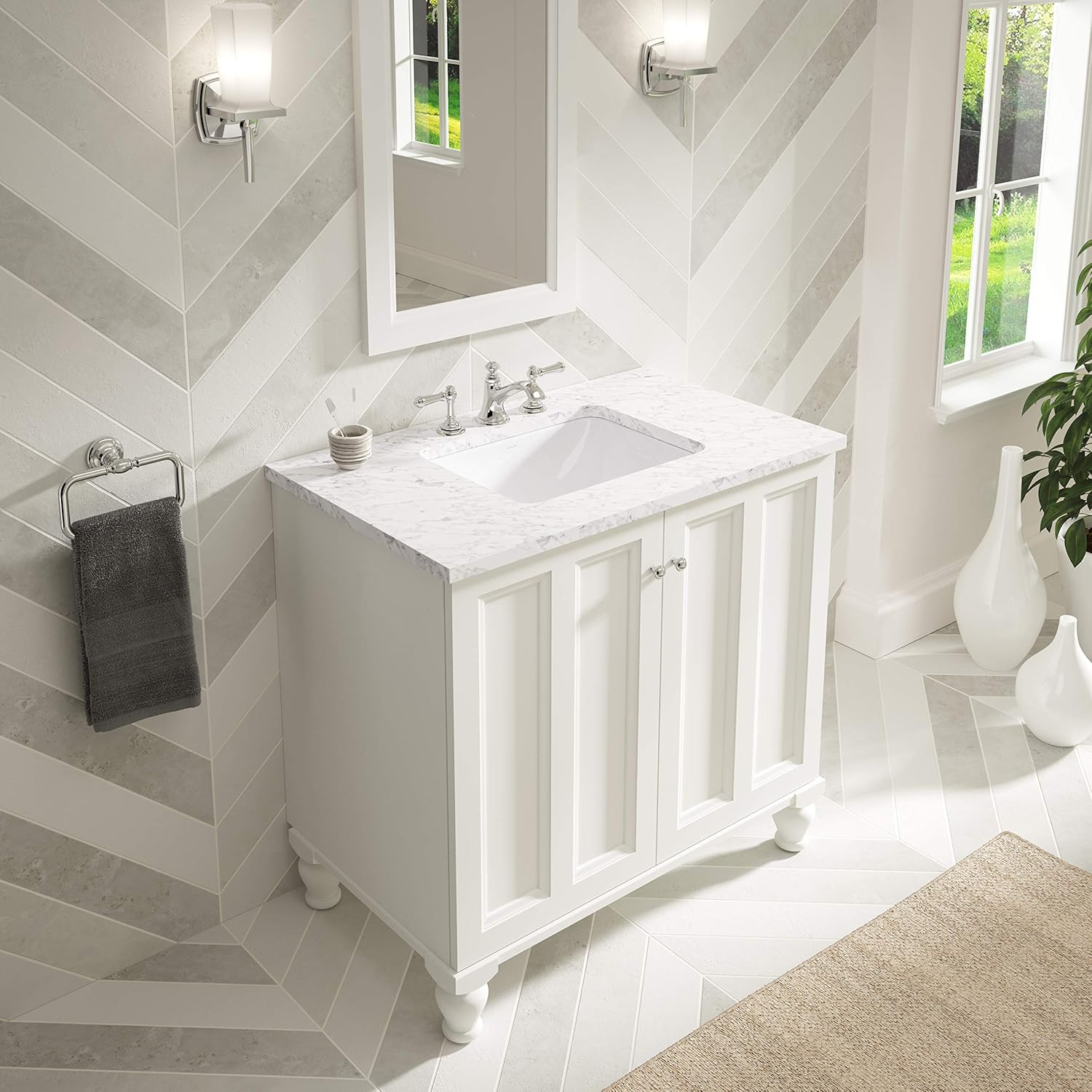 KOHLER K-20000-0 Caxton Under-Mount Bathroom Sink, White U8645