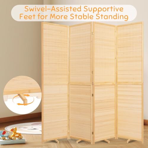 Bamboo Room Divider Folding Privacy Screen 4 Panel Brown R433280
