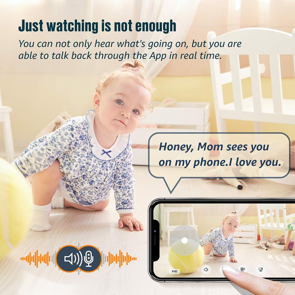 Wireless Security Camera 1080P Pan/Tilt/Zoom WiFi Indoor Nanny Cam G2085