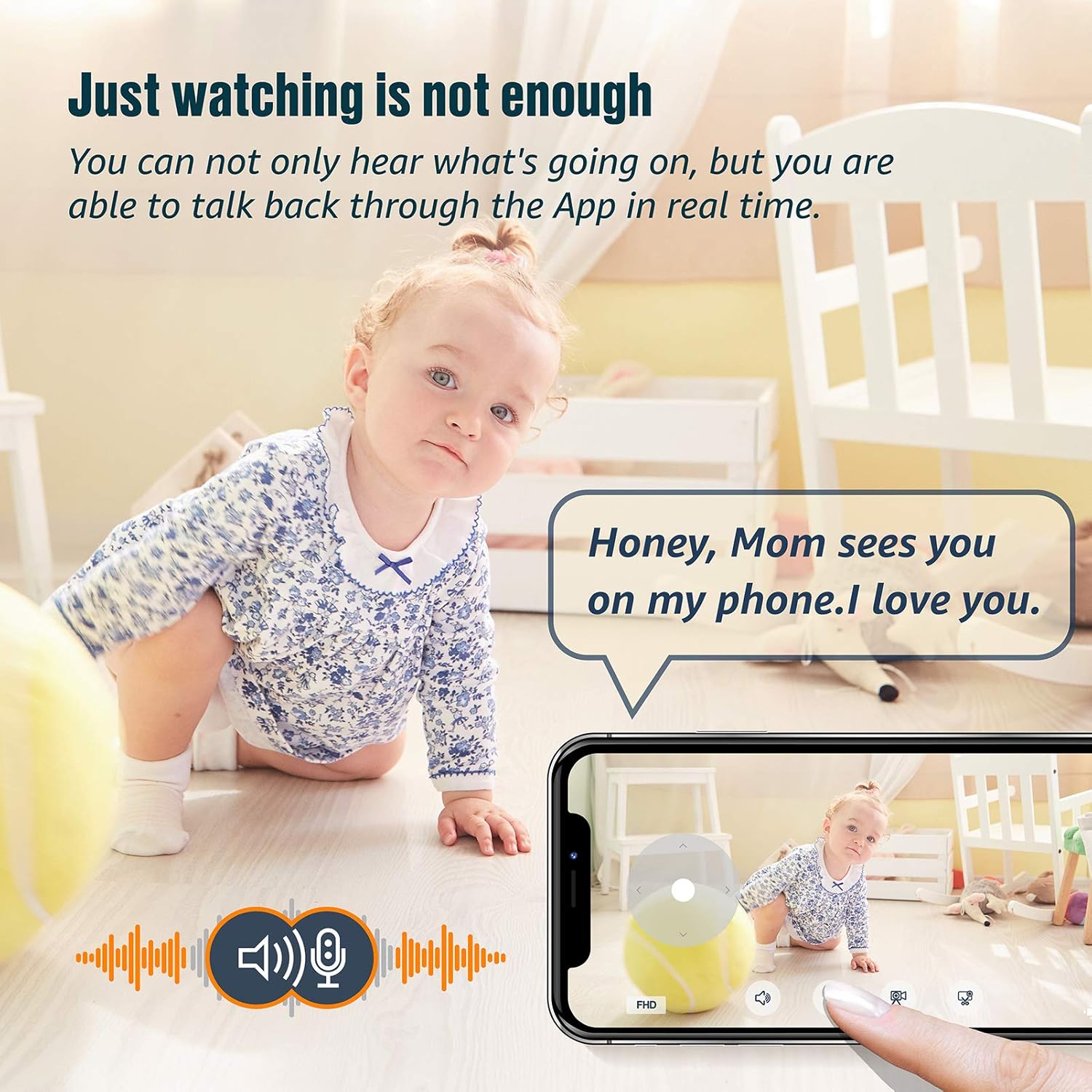 Wireless Security Camera 1080P Pan/Tilt/Zoom WiFi Indoor Nanny Cam G2085