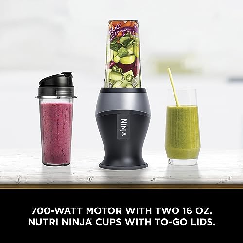 Ninja BN401 Nutri Pro Compact Personal Blender, 1100-Peak-Watts, with 2 To-Go Cups, Cloud Silver I18264