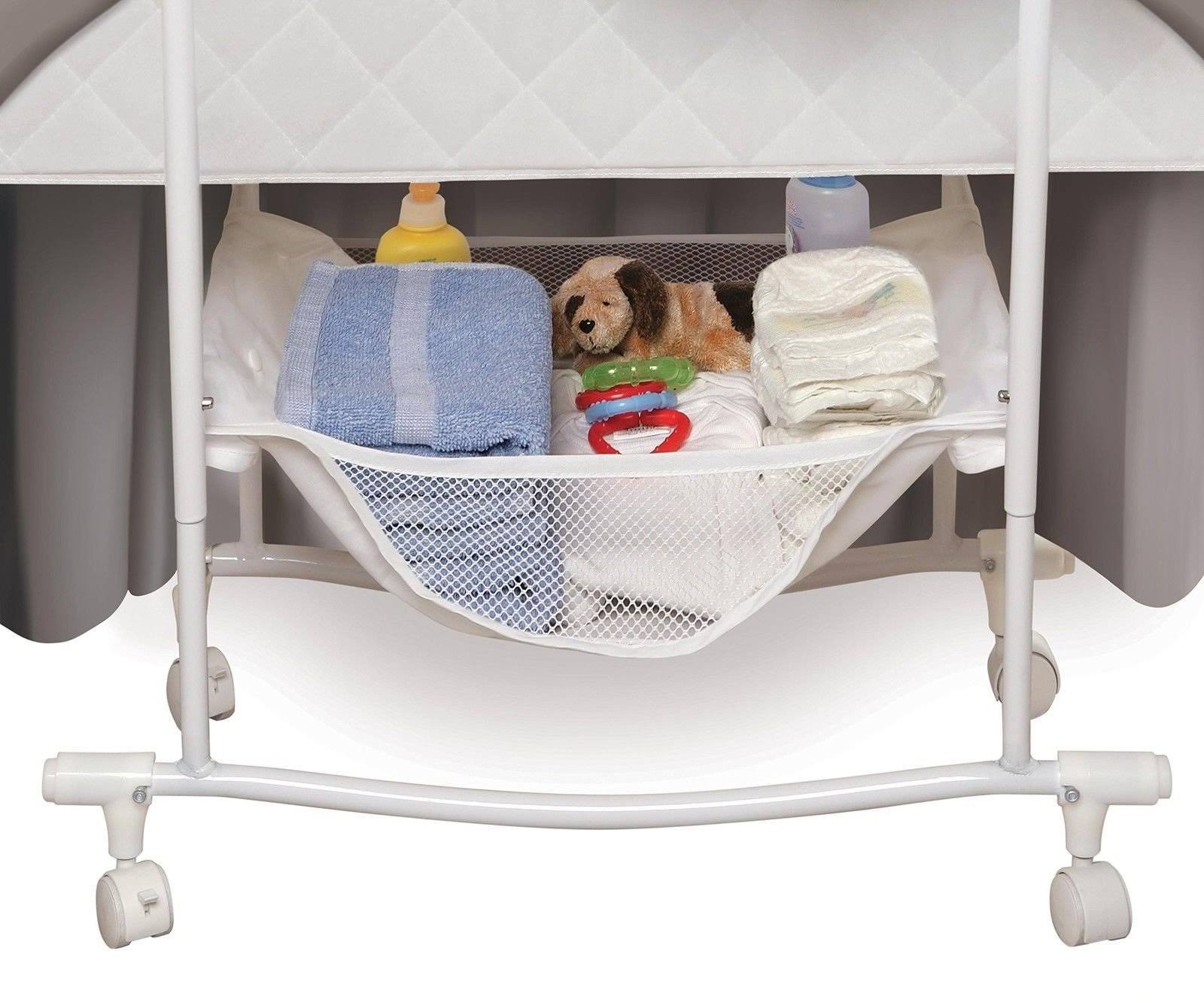 Badger Basket Majesty Baby Bassinet with Canopy Bedding - Gray/White O487