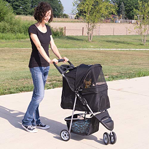 VIVO Black 3 Wheel Foldable Pet Stroller for Cat and Dog H9764