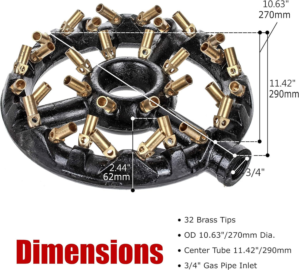 DuraSteel Propane Gas Jet Burner for Wok Range, Cast Iron, 160,000 BTU F4042